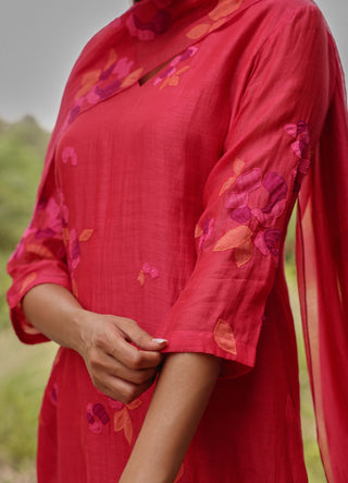 Berry embroidered floral kurta set
