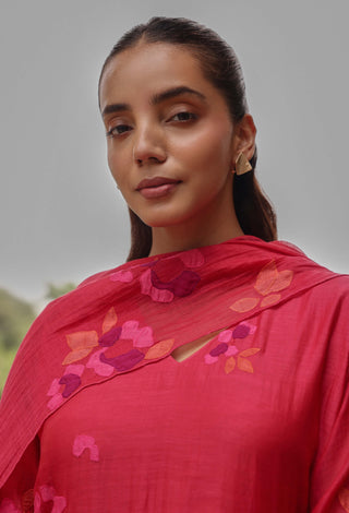 Berry embroidered floral kurta set