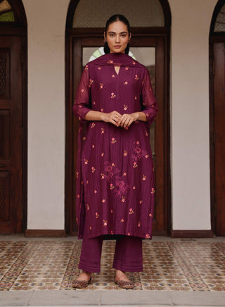 Amethyst bloom embroidered kurta set