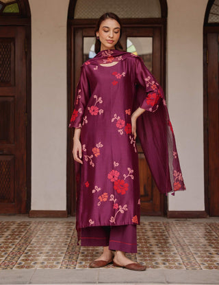 Amethyst applique floral kurta set