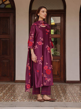 Amethyst applique floral kurta set
