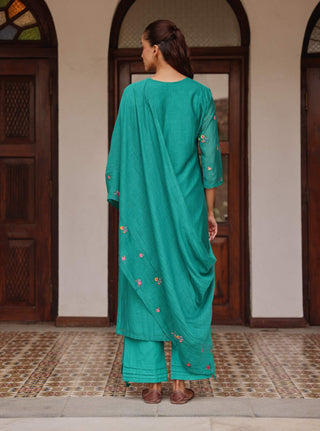 Teal bloom kurta set