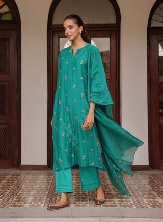 Teal bloom kurta set