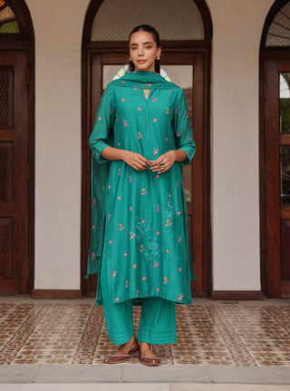 Teal bloom kurta set