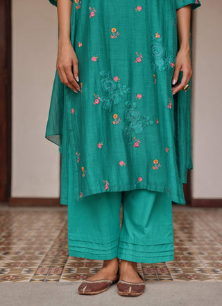 Teal bloom kurta set