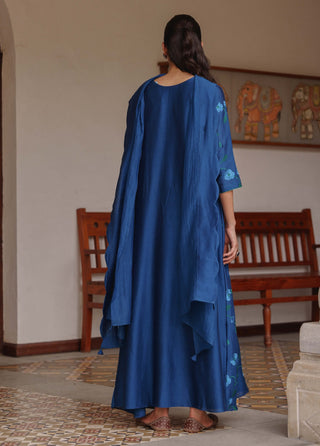 Indigo bloom anarkali and dupatta