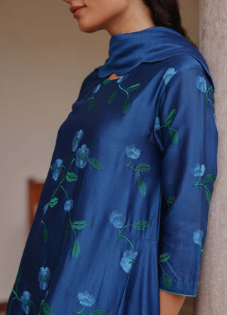 Indigo bloom anarkali and dupatta