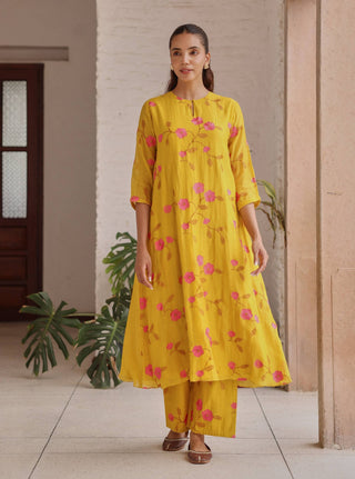 Canary bloom embroidered tunic and pants