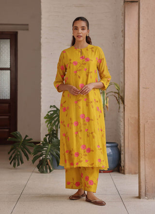 Canary bloom embroidered tunic and pants