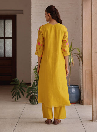 Canary bloom embroidered tunic and pants
