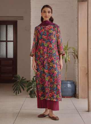 Amethyst bloom printed kurta set