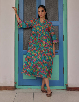 Teal bloom dress