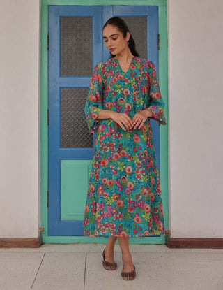 Teal bloom dress
