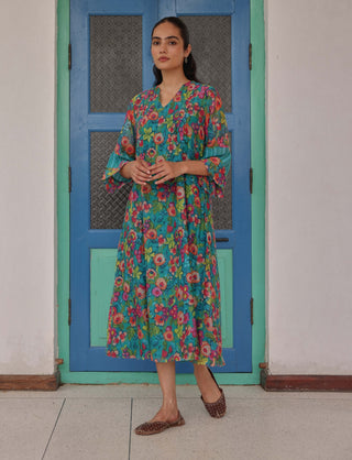 Teal bloom dress
