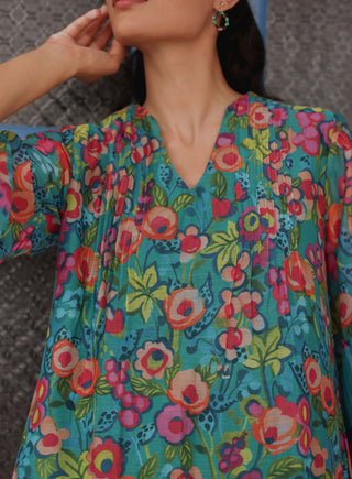 Teal bloom dress