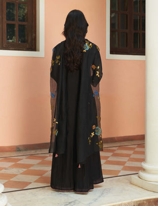 Coal Floral Anarkali And Dupatta by Vaayu available on Indiaspopup