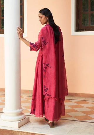 Rouge Floral Anarkali And Dupatta by Vaayu available on Indiaspopup