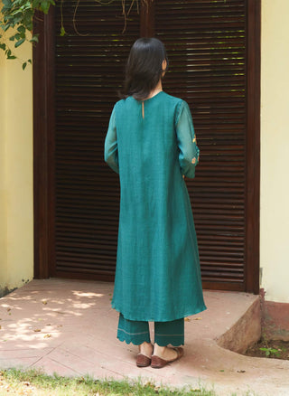 Emerald Floral Tunic And Pants by Vaayu available on Indiaspopup