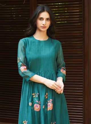 Emerald Floral Tunic And Pants by Vaayu available on Indiaspopup