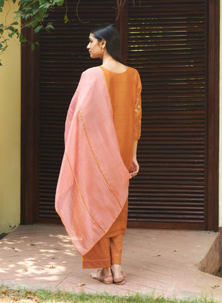 Marigold Applique Kurta Set by Vaayu available on Indiaspopup