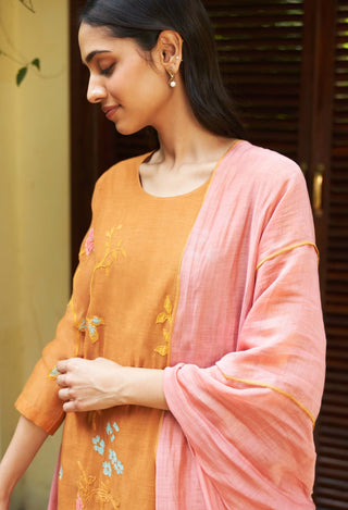 Marigold Applique Kurta Set by Vaayu available on Indiaspopup