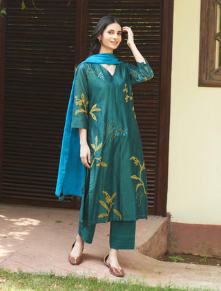 Emerald applique kurta set