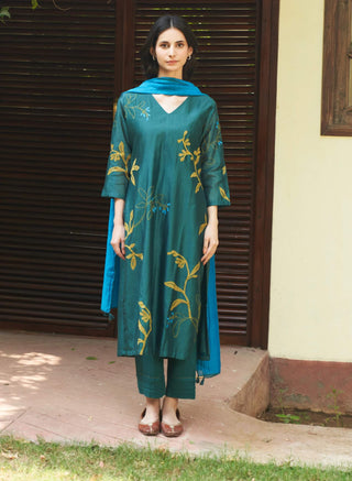 Emerald applique kurta set