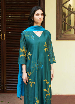 Emerald applique kurta set