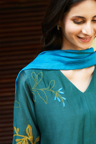 Emerald applique kurta set