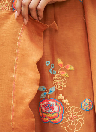 Marigold Floral Embroidery Kurta Set by Vaayu available on Indiaspopup