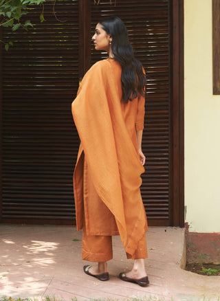 Marigold Floral Embroidery Kurta Set by Vaayu available on Indiaspopup