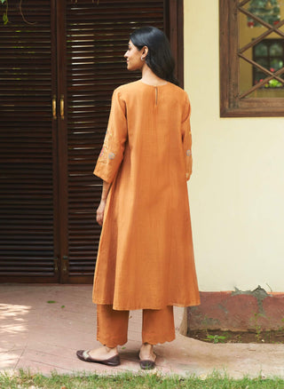 Marigold Floral Tunic And Pants by Vaayu available on Indiaspopup