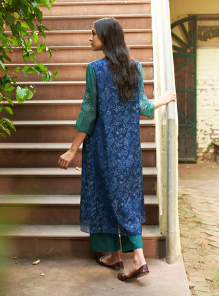 Emerald Applique Floral Tunic And Pants by Vaayu available on Indiaspopup