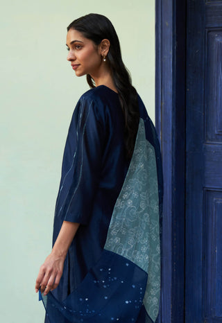 Indigo Printed Kurta Set by Vaayu available on Indiaspopup