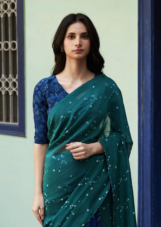 Emerald printed sari and blouse