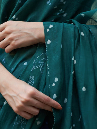 Emerald Printed Sari And Blouse by Vaayu available on Indiaspopup