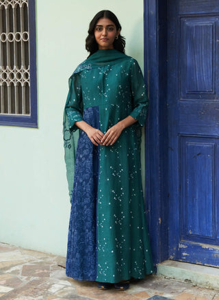 Emerald printed anarkali and dupatta