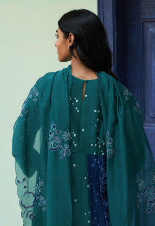 Emerald printed anarkali and dupatta