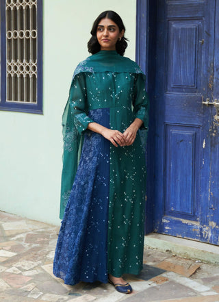 Emerald printed anarkali and dupatta