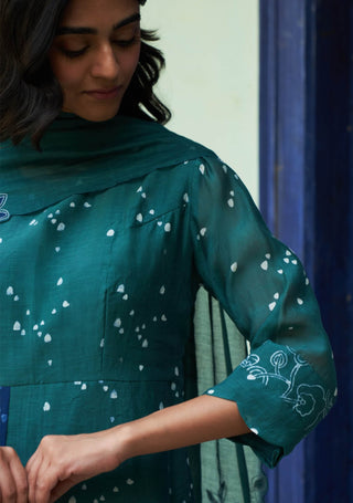 Emerald printed anarkali and dupatta