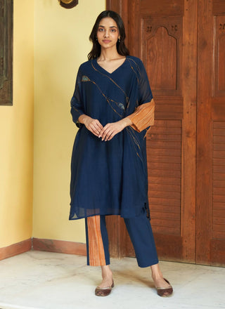 Indigo Threadwork Tunic And Pants by Vaayu available on Indiaspopup