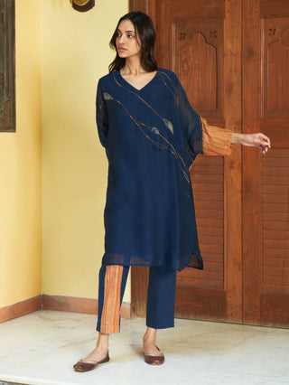 Indigo Threadwork Tunic And Pants by Vaayu available on Indiaspopup