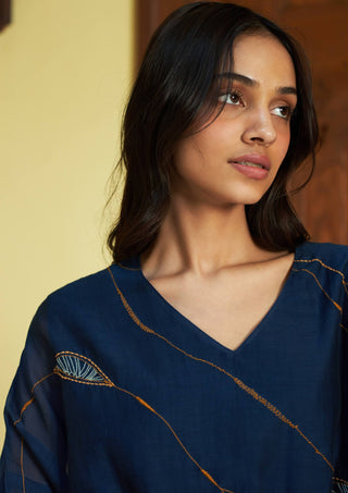 Indigo Threadwork Tunic And Pants by Vaayu available on Indiaspopup