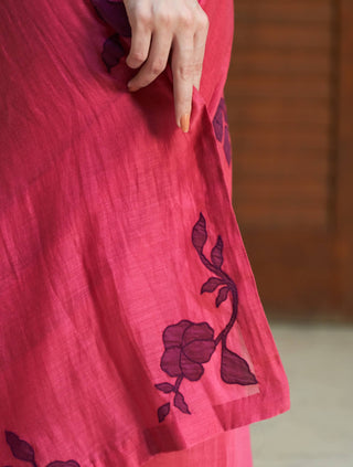 Rouge Floral Sari And Blouse by Vaayu available on Indiaspopup