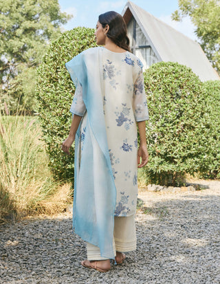 Pearl applique embroidered kurta set