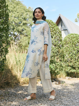 Pearl applique embroidered kurta set