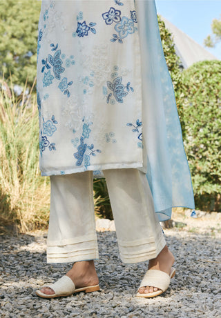 Pearl applique embroidered kurta set