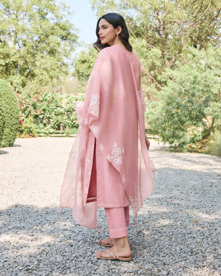 Tulip embroidered cotton muslin kurta set
