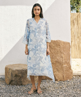 Powder blue muslin cotton dress