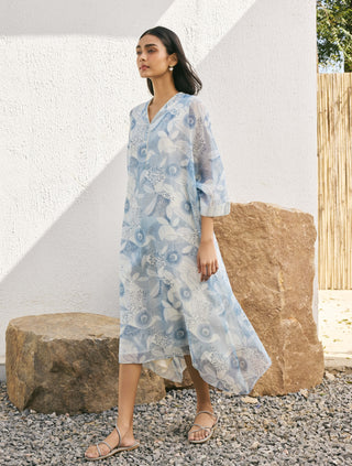 Powder blue muslin cotton dress